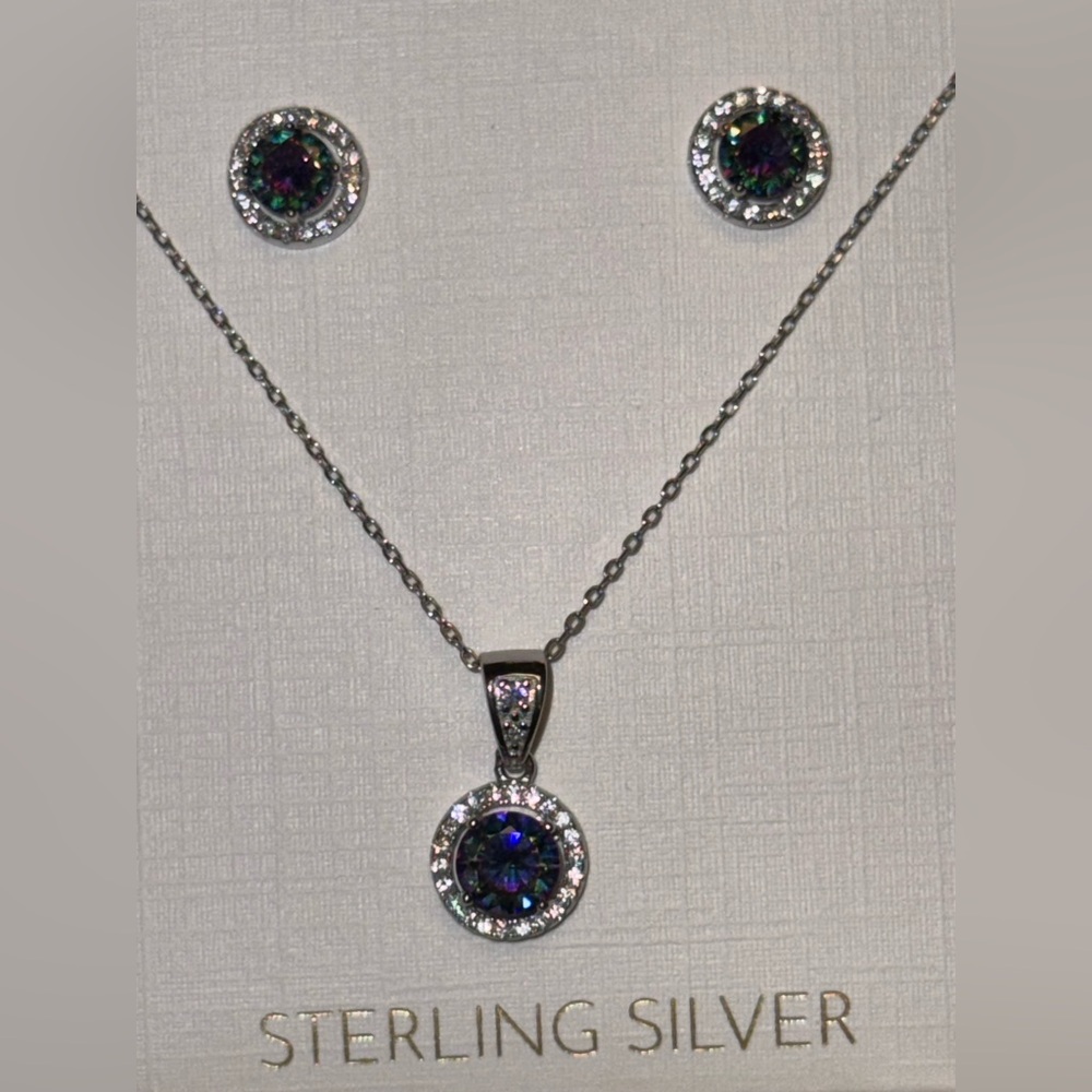 Olivia and Jackson Mystic Topaz Necklace and Earring set